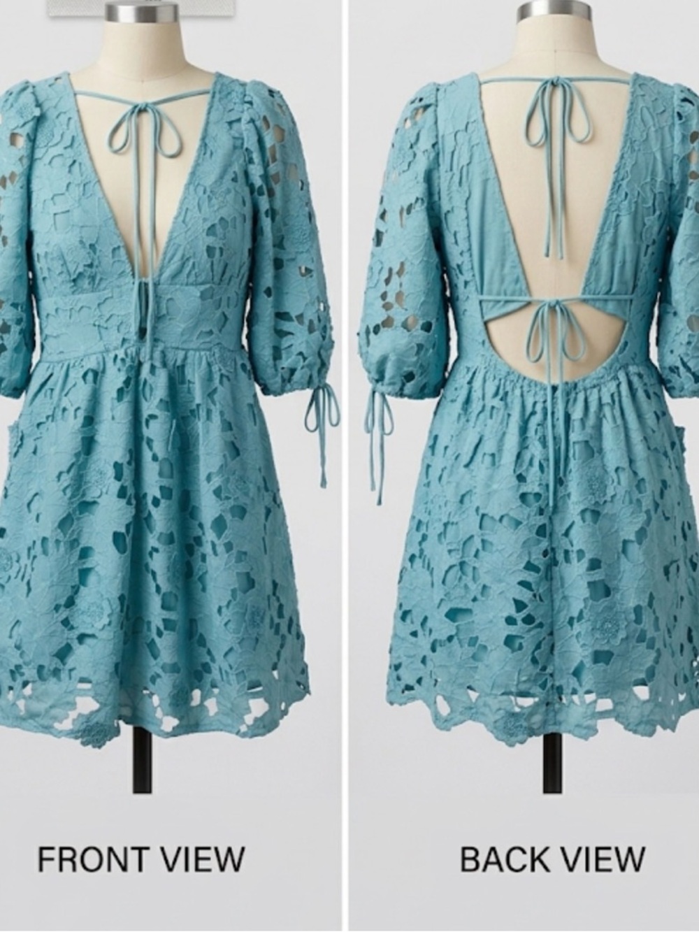 Storia Blue Floral Eyelet Mini Dress Medium NWOT $108